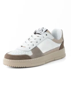 Scarpe Uomo Sneakers Bianche Ecopelle Martellata Casual Sportive Pelle Bottolato Camoscio Beige GIOSAL-S1257A