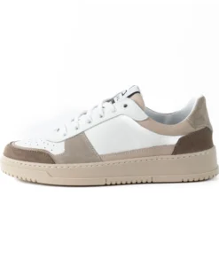 Scarpe Uomo Sneakers Bianche Ecopelle Martellata Casual Sportive Pelle Bottolato Camoscio Beige GIOSAL-S1257A