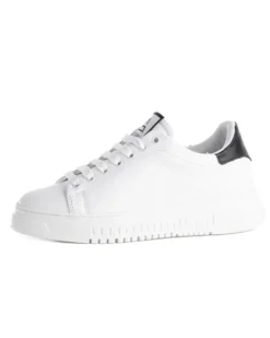 Scarpe Uomo Sneakers Bianche Ecopelle Nere Basic Casual Eleganti Sportive GIOSAL-S1186A