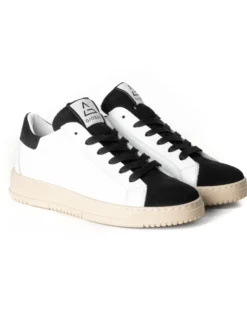 Scarpe Uomo Sneakers Bianche Casual Sportive Ecopelle Camoscio Nero GIOSAL-S1239A