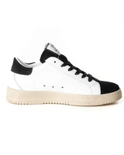 Scarpe Uomo Sneakers Bianche Casual Sportive Ecopelle Camoscio Nero GIOSAL-S1239A