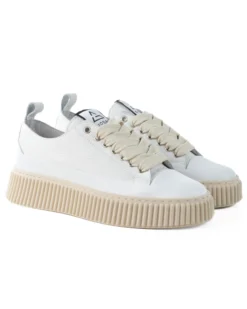 Scarpe Uomo Sneakers Bianche Ecopelle Martellata Sportive Pelle Bottolato Fondo Gomma Ampia GIOSAL-S1258A