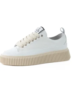 Scarpe Uomo Sneakers Bianche Ecopelle Martellata Sportive Pelle Bottolato Fondo Gomma Ampia GIOSAL-S1258A
