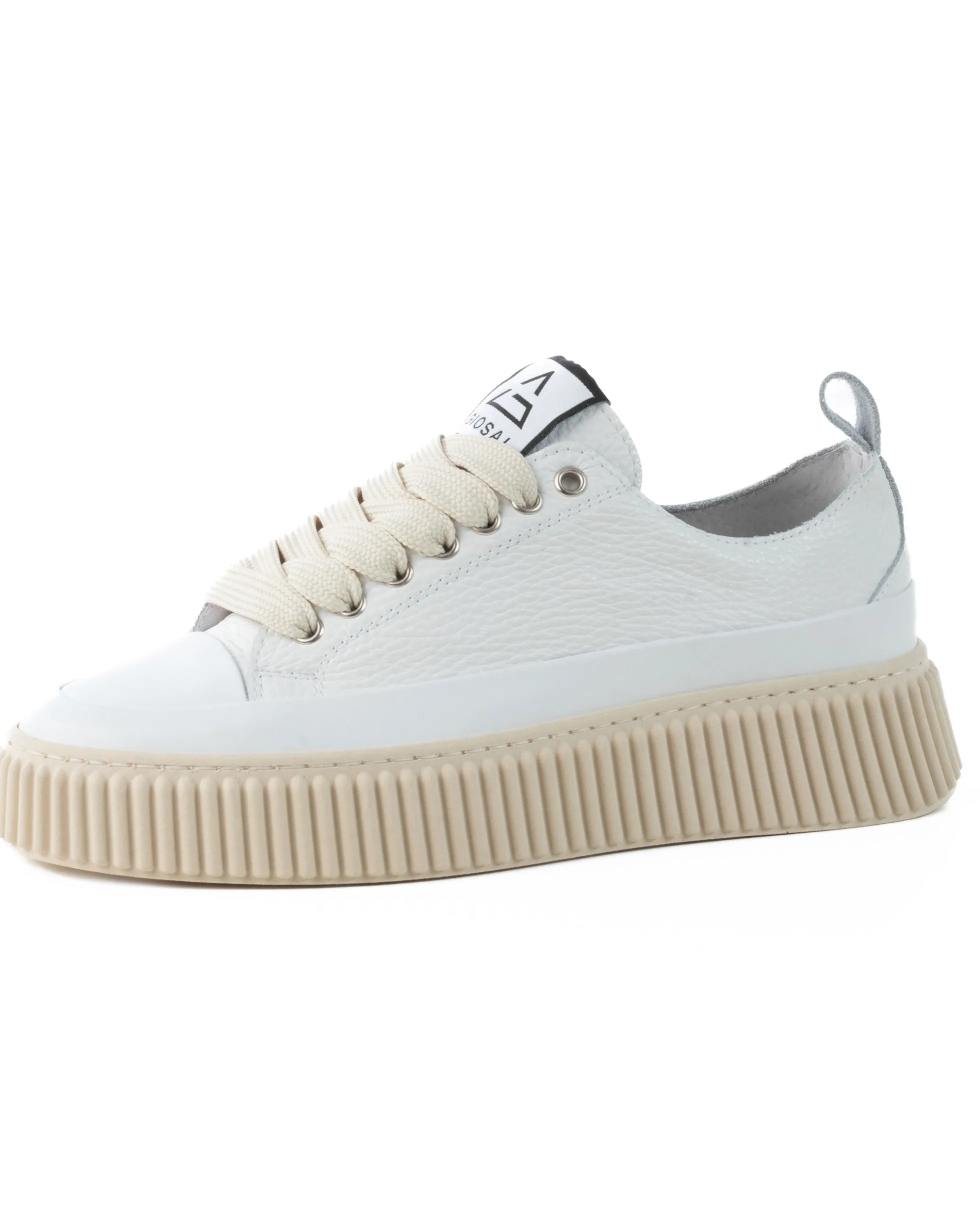 Scarpe Uomo Sneakers Bianche Ecopelle Martellata Sportive Pelle Bottolato Fondo Gomma Ampia GIOSAL-S1258A