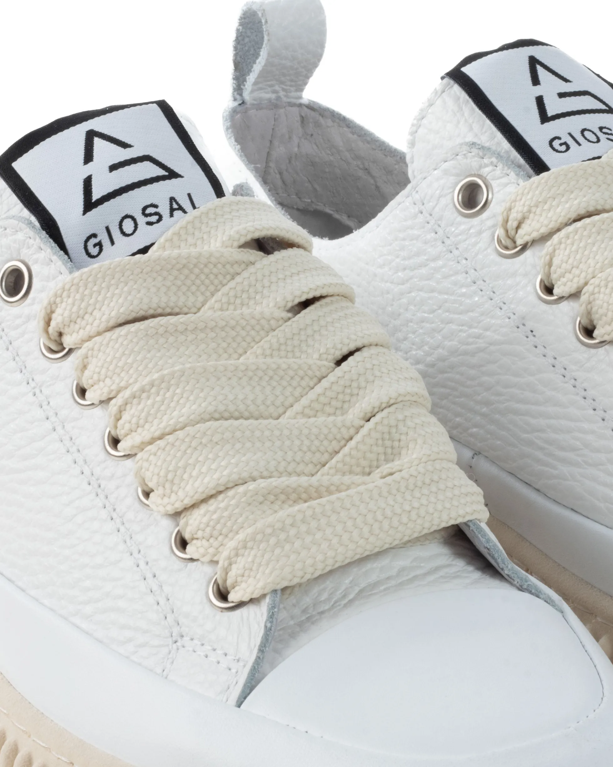 Scarpe Uomo Sneakers Bianche Ecopelle Martellata Sportive Pelle Bottolato Fondo Gomma Ampia GIOSAL-S1258A