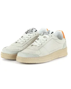 Scarpe Uomo Sneakers Ecopelle Camoscio Basic Bianco Arancione Casual Sportive GIOSAL-S1213A