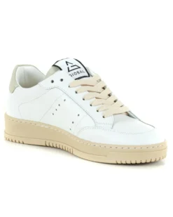 Scarpe Uomo Sneakers Ecopelle Basic Bianco Beige Casual Sportive GIOSAL-S1218A