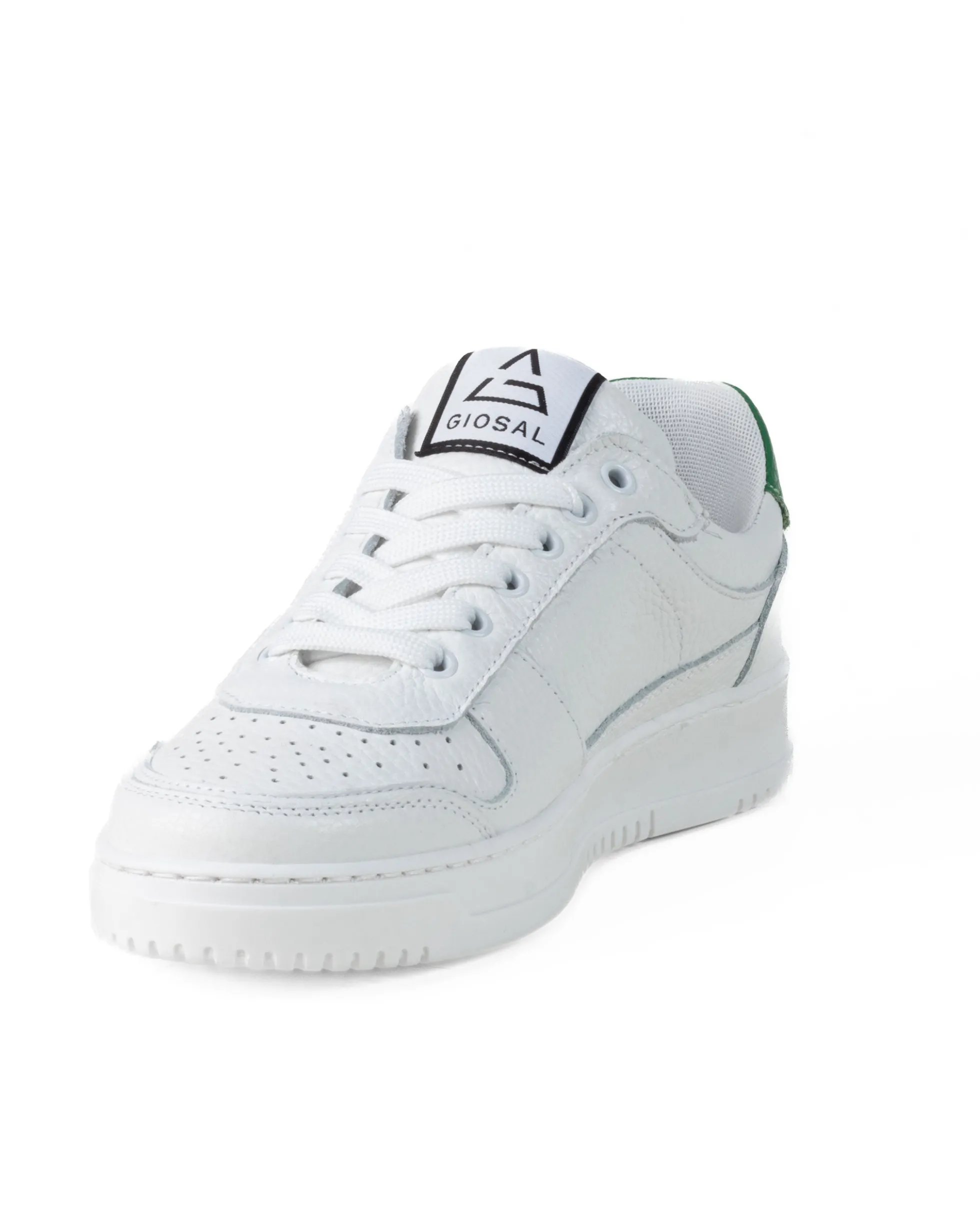 Scarpe Uomo Sneakers Ecopelle Martellata Bianche Casual Sportive Pelle Bottolato Verde GIOSAL-S1256A