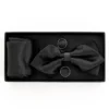 Set Papillon Pochette Gemelli Uomo Unisex Elegante Cerimonia Nero GIOSAL-CP1078A