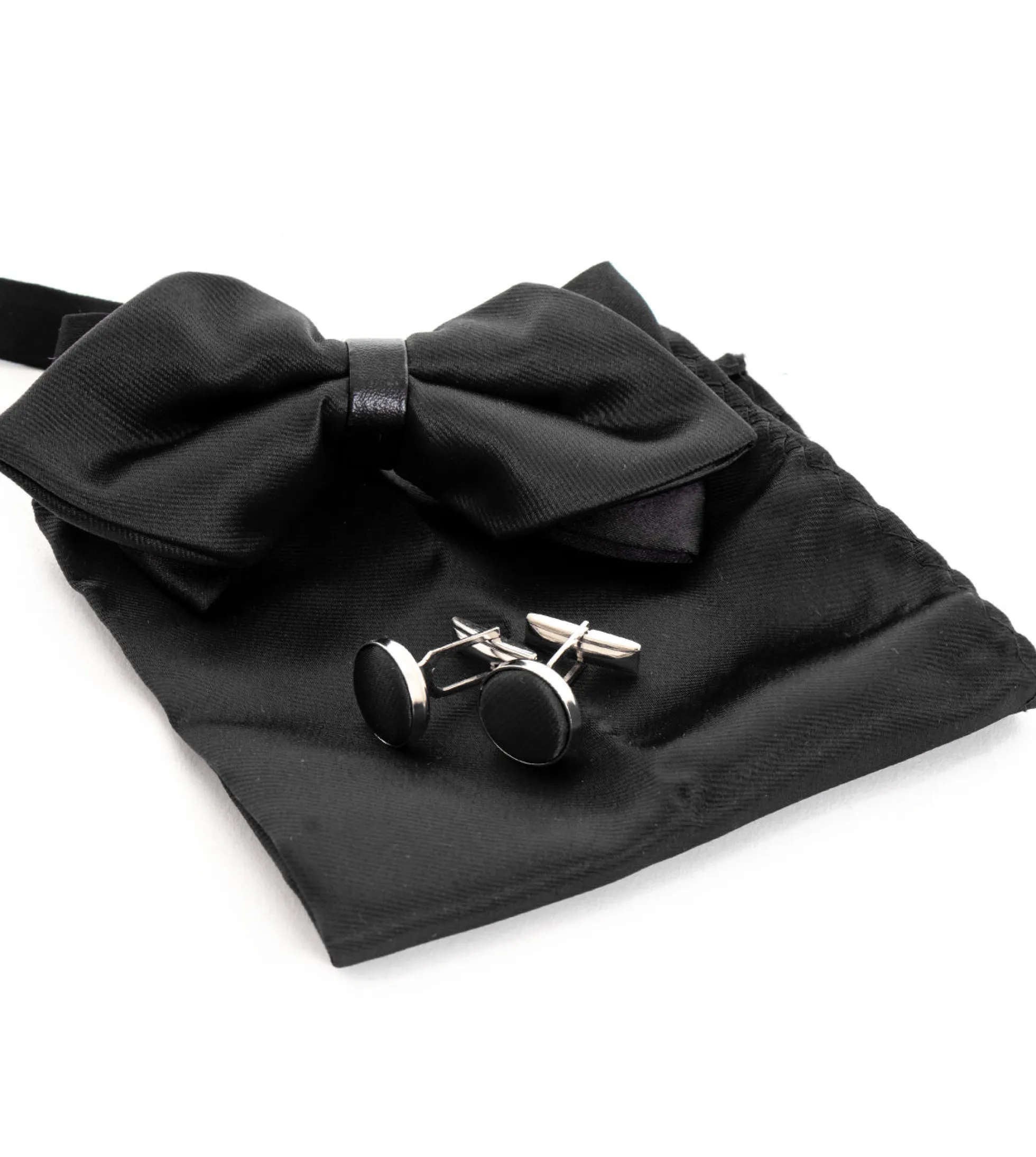 Set Papillon Pochette Gemelli Uomo Unisex Elegante Cerimonia Nero GIOSAL-CP1078A