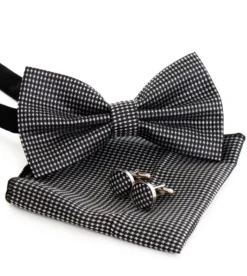 Set Papillon Pochette Gemelli Uomo Unisex Elegante Cerimonia Nero GIOSAL-CP1074A