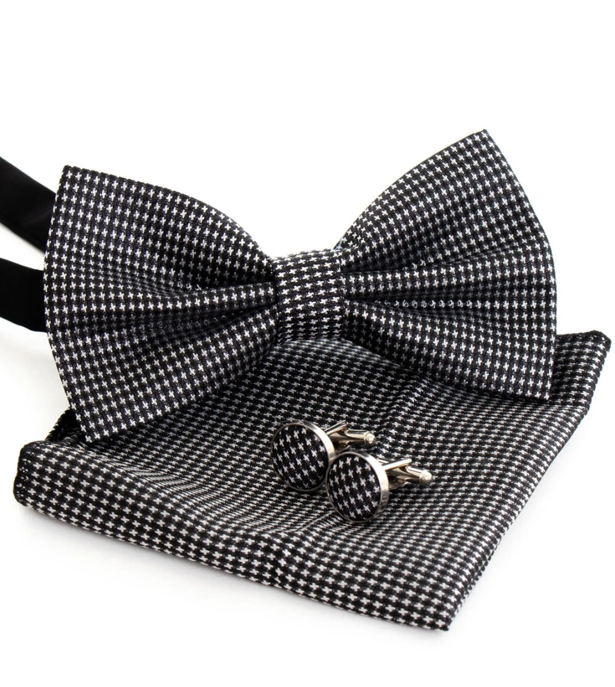 Set Papillon Pochette Gemelli Uomo Unisex Elegante Cerimonia Nero GIOSAL-CP1074A