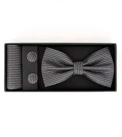 Set Papillon Pochette Gemelli Uomo Unisex Elegante Cerimonia Nero GIOSAL-CP1074A