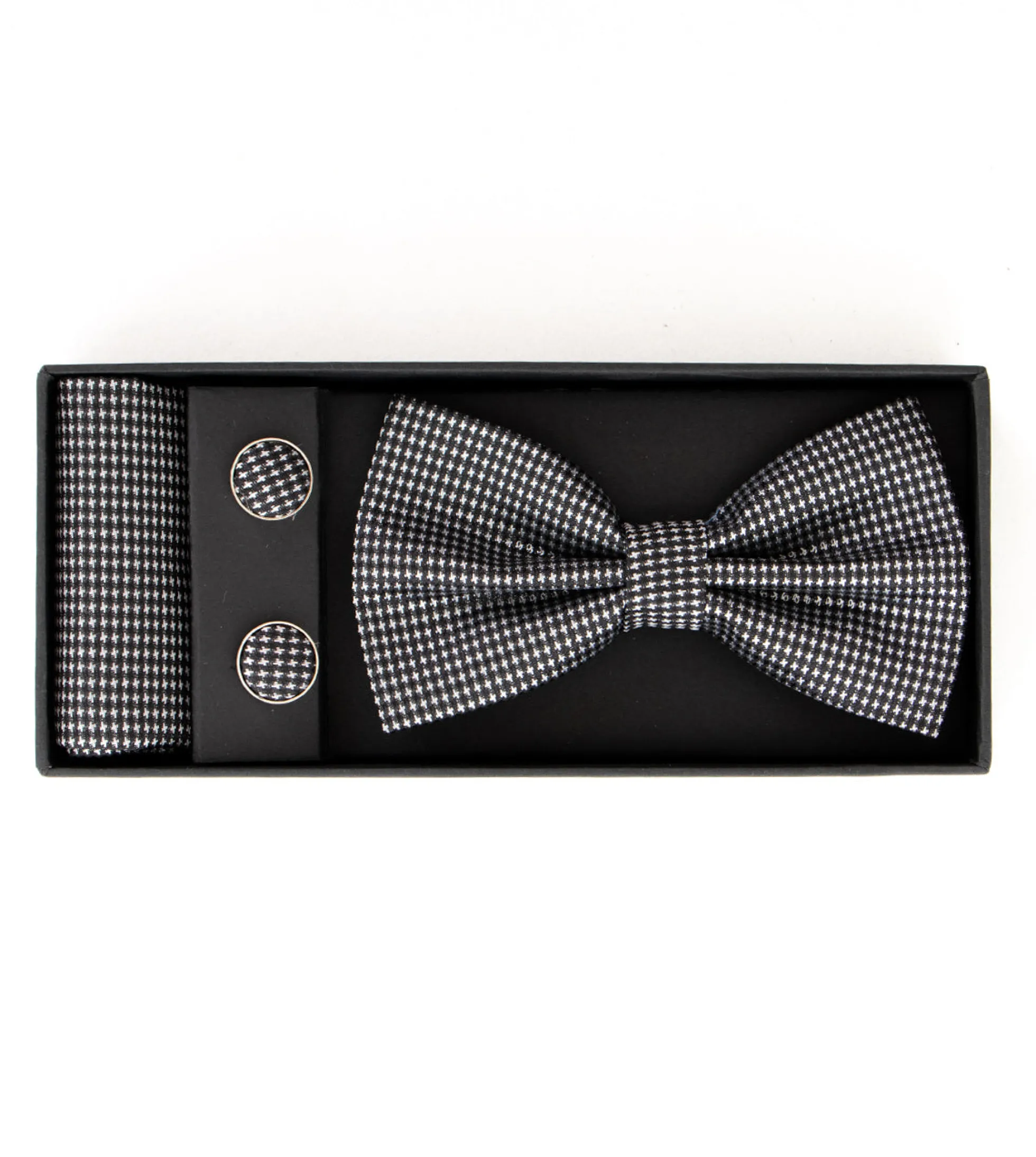 Set Papillon Pochette Gemelli Uomo Unisex Elegante Cerimonia Nero GIOSAL-CP1074A