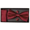 Set Pochette Papillon Gemelli Uomo Unisex Elegante Classico Cerimonia Tinta Unita Bordeaux GIOSAL-CP1126A