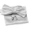 Set Pochette Papillon Gemelli Uomo Unisex Elegante Cerimonia Pois Bianco GIOSAL-CP1123A