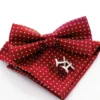 Set Pochette Papillon Gemelli Uomo Unisex Elegante Cerimonia Pois Rosso GIOSAL-CP1052A