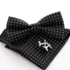 Set Pochette Papillon Gemelli Uomo Unisex Nero Elegante Classico Fantasia Pois Cerimonia GIOSAL-CP1054A
