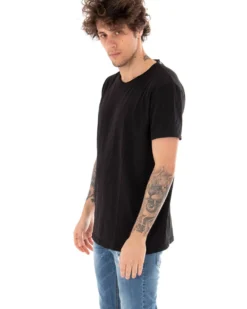 T-shirt Uomo Basic Tinta Unita Nera Girocollo Manica Corta GIOSAL-TS2956A