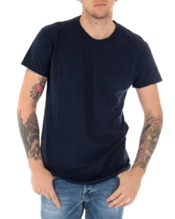 T-shirt Uomo Basic Tinta Unita Blu Girocollo Manica Corta GIOSAL-TS2949A