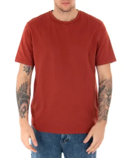 T-shirt Uomo Basic Tinta Unita Mattone Manica Corta Girocollo Casual GIOSAL-TS2909A