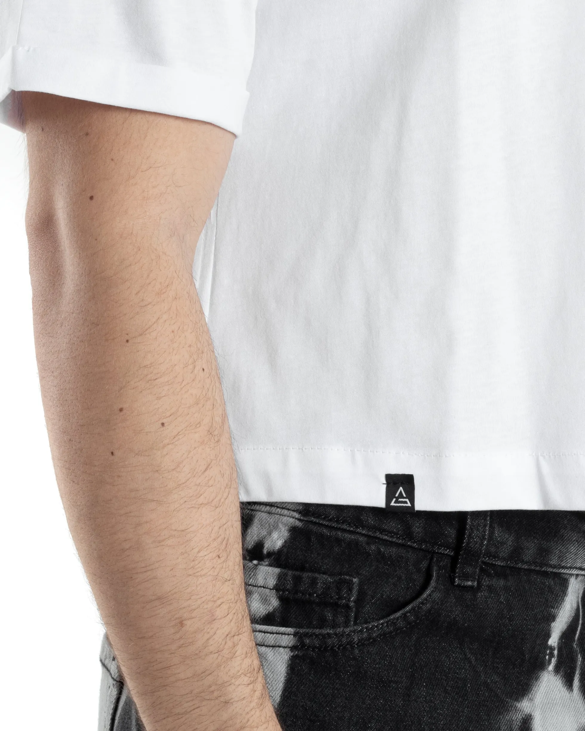 T-shirt Uomo Cropped Corta Boxy Fit Tinta Unita Bianco TS3004A