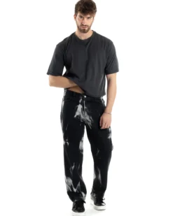 T-shirt Uomo Cropped Corta Boxy Fit Tinta Unita Piombo TS3005A