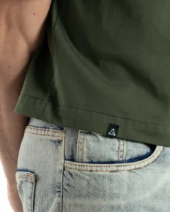 T-shirt Uomo Cropped Corta Boxy Fit Tinta Unita Verde TS3007A