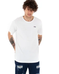 T-shirt Uomo Fila Logo Piccolo Unwind Bianco Cotone Casual Maniche Corte GIOSAL-TS2536A