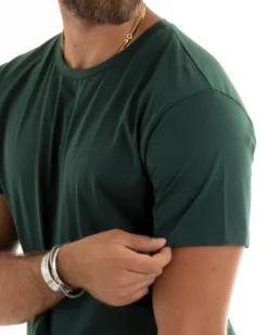 T-shirt Uomo Filo Di Scozia Basic Tinta Unita Verde TS3188A