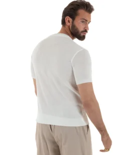 T-shirt uomo filo maglia scollo v serafino sottogiacca leggera bianco GIOSAL-TS3222A