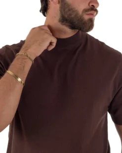T-shirt uomo filo mezzocollo gola alta maglia basic sottogiacca marrone GIOSAL-TS3313A