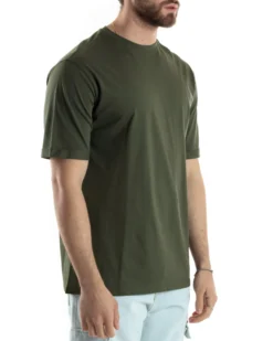 T-shirt Uomo Girocollo Basic Regular Fit Tinta Unita Verde TS3060A