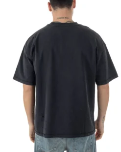 T-shirt Uomo Girocollo Con Rotture Cotone Slavato Tie Dye Maglia Basic Oversize Casual Nero GIOSAL-TS3105A