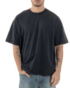 T-shirt Uomo Girocollo Con Rotture Cotone Slavato Tie Dye Maglia Basic Oversize Casual Nero GIOSAL-TS3105A