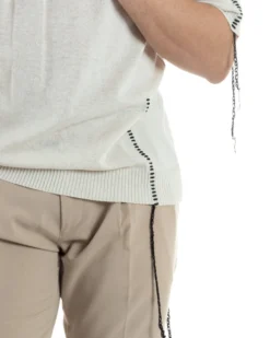 T-Shirt Uomo Girocollo Maglia In Filo Tinta Unita Beige GIOSAL-TS2990A