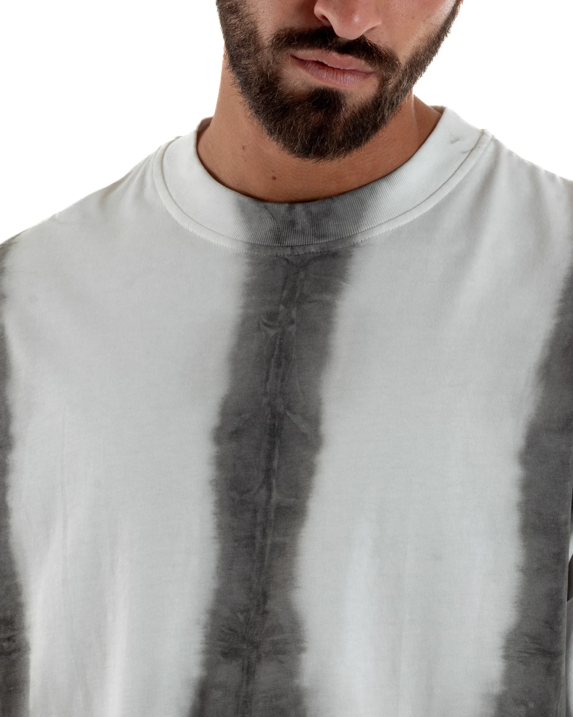 T-shirt uomo girocollo oversize fantasia tie-dye bianco GIOSAL-TS3262A