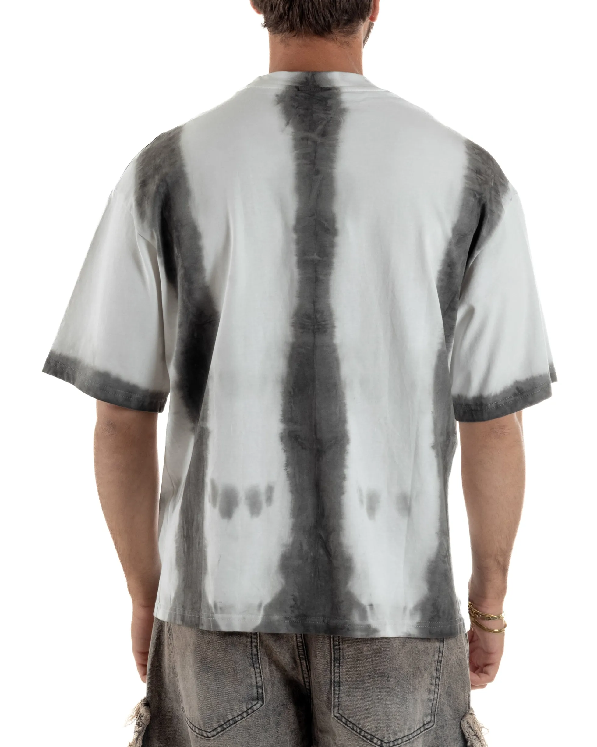 T-shirt uomo girocollo oversize fantasia tie-dye bianco GIOSAL-TS3262A