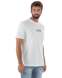T-shirt Uomo Girocollo Regular Fit Stampa Basic Bianco ICON ICUF2W6T002