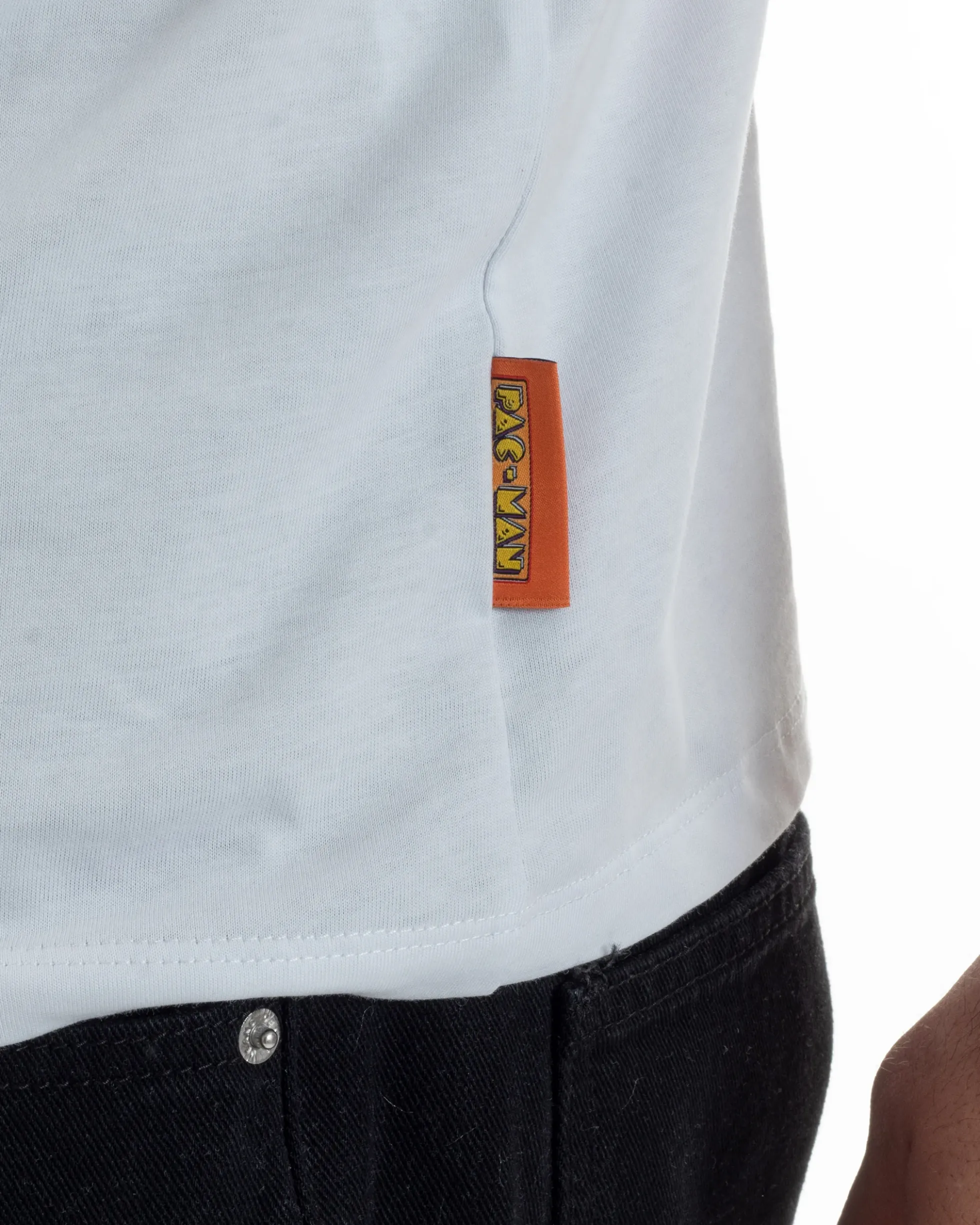 T-shirt uomo girocollo ricamo pac man loves basic bianco SUPERCULTURE-A1985
