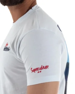 T-shirt uomo girocollo ricamo stampa santorini basic bianco SUPERCULTURE-A1831