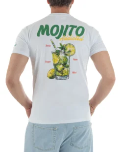 T-shirt uomo girocollo ricamo stampa mojito basic bianco SUPERCULTURE-A1903