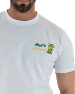 T-shirt uomo girocollo ricamo stampa mojito basic bianco SUPERCULTURE-A1903