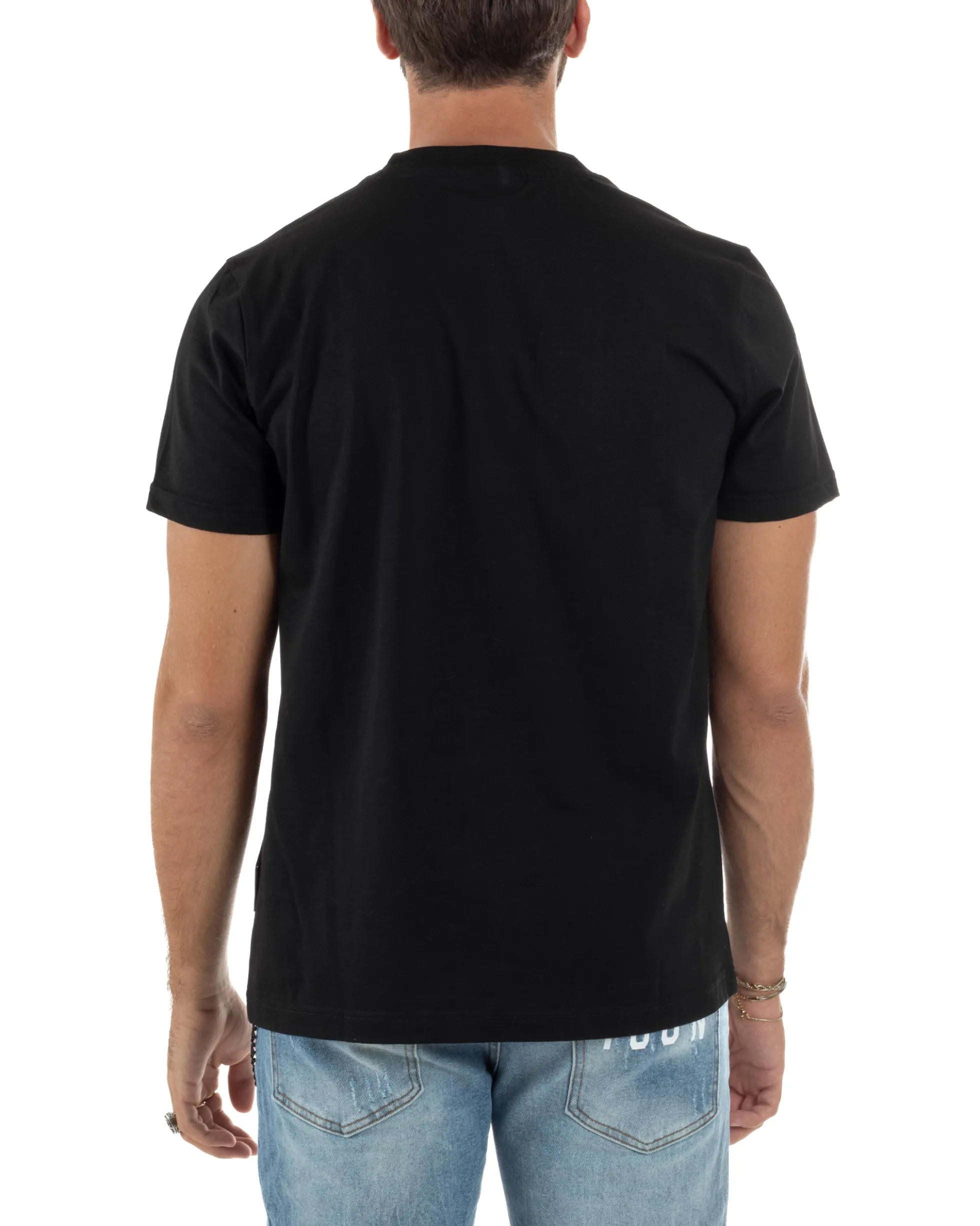 T-shirt Uomo Girocollo Stampa Basic Regular Fit Nero ICON ICUF2W6T001