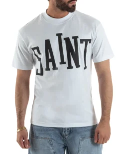 T-shirt uomo girocollo stampa saint basic bianco GIOSAL-TS3266A