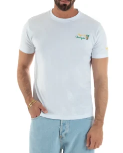 T-shirt uomo girocollo stampa ricamo mojito chiringuito basic bianco SUPERCULTURE-A1873