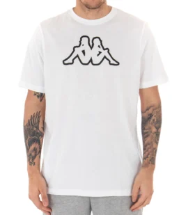 T-shirt Uomo Kappa MM Logo Cromen Tinta Unita Bianco Girocollo Maniche Corte Casual GIOSAL-TS2424A