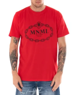 T-shirt Uomo Minimal Couture Logo Rosso Casual Girocollo Cotone GIOSAL-TS2475A