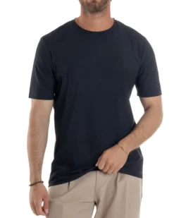 T-shirt viscosa no stiro basic blu GIOSAL-TS3128A