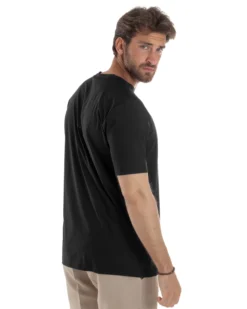 T-shirt viscosa no stiro basic nero GIOSAL-TS3130A